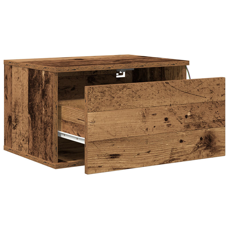 Wall-Mounted Bedside Cabinet Compact, Old Wood