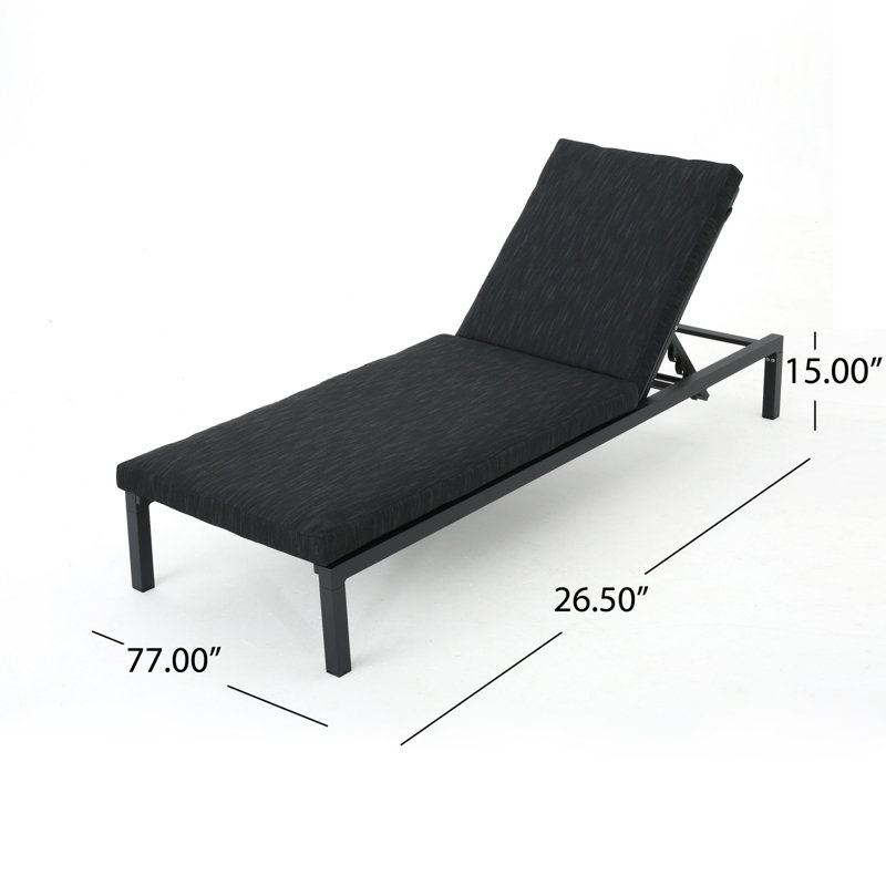 Outdoor Frame with Polyester Cushion Recliner Set of 2