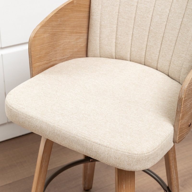 Tabourets de bar pivotants en velours Ljubka, Beige, Tabouret de bar (siège d'une hauteur de 30,12 po)