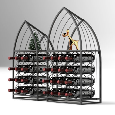 2 Piece Wine Rack With Shape For Spirits And Display In Kitchen - Compact, , Space Saving Shaped Cabinet Displaying Dining Room , Lightweight, Easy To Assemble