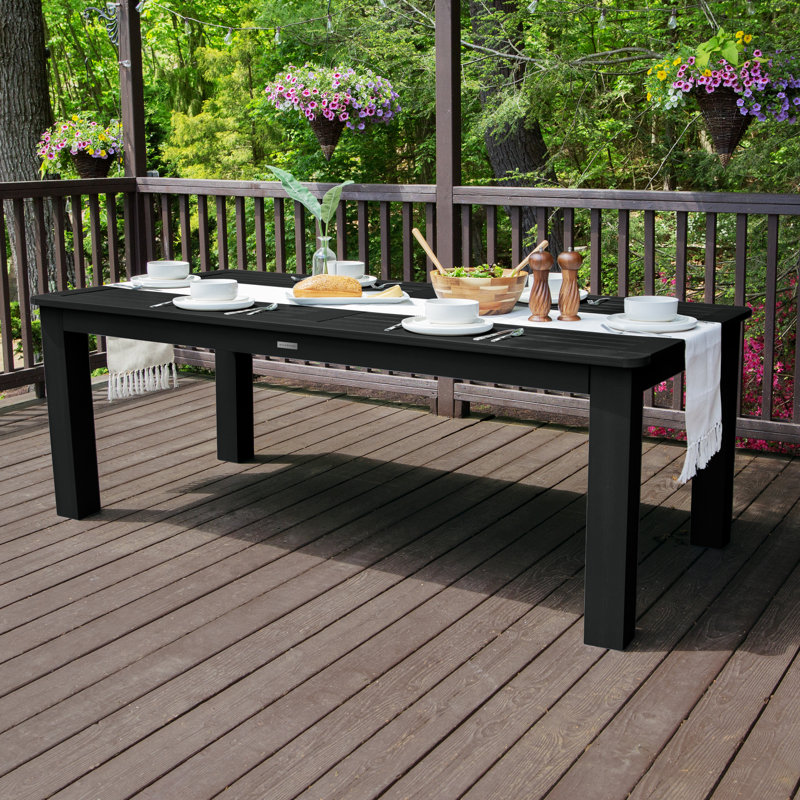 Highsmith Rectangular Outdoor Dining Table With Umbrella Hole , in. W 42'' in. D, Black, 30" H x 42" W x 84" D