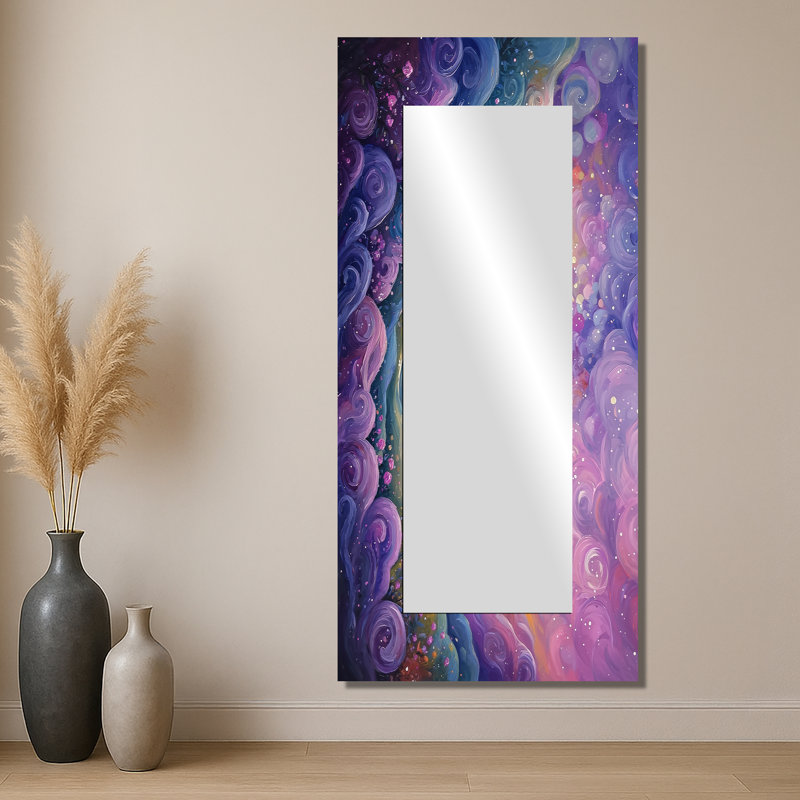 Celestial Bloom Fauvism Plain Of Lavender I - Abstract Mirror Wall Art - Printed On Metal, 28" x 60"