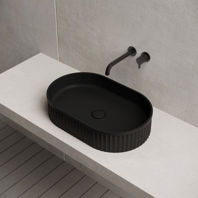 Lavabo vasque de salle de bain ovale à surface unie 22 "x 14" Monblari noir mat