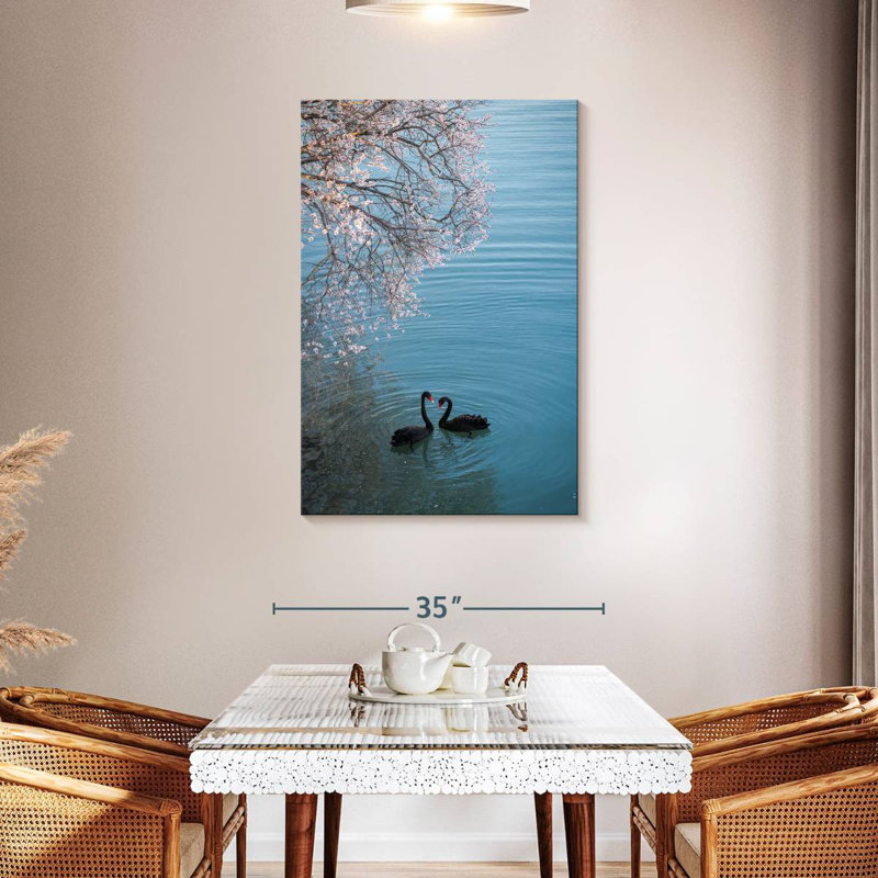 Brampt Black Swans Sakura, 45" H x 30" W