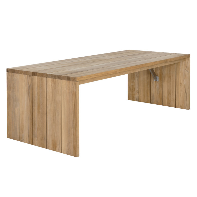 Natural Teak Rectangular Outdoor Dining Table with Waterfall Edge