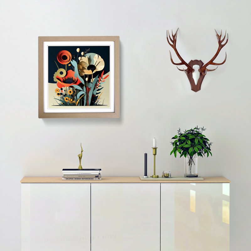 Wildflowers Constructivism - Framed Print, Oak