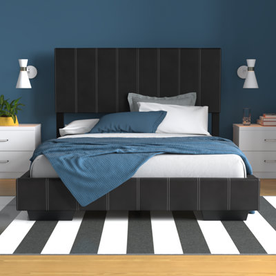 Lit plateforme en tissu d’ameublement complet/double Yasmine