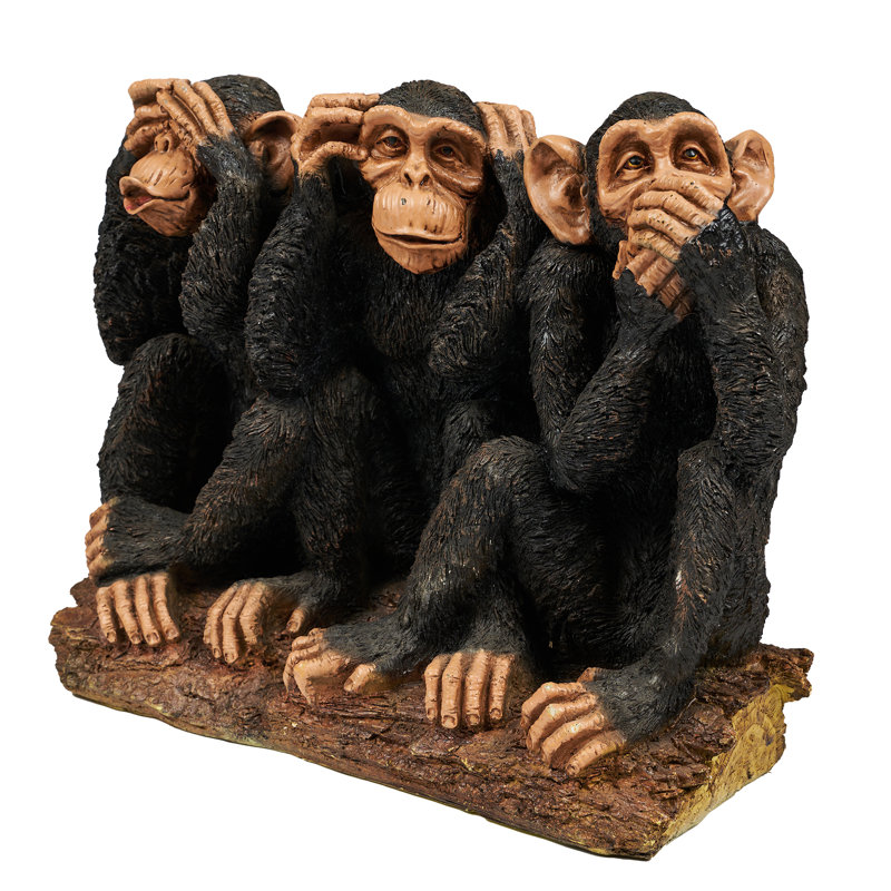 Statue de famille à singe « see/speak no malveillant »
