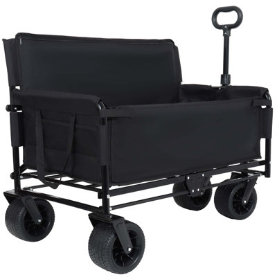 3-In-1 Convertible Folding Wagon Cart With Bench Seat & Storage - 500Lbs Heavy-Duty Utility Wagon, 180L Capacity All-Terrain Wheels For Camping, Beach, Sports, Garden