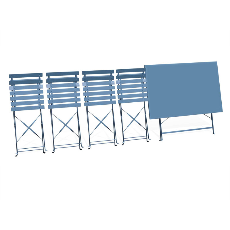 Iona-Louise 4 - Person Patio Dining Set with Rectangular Table, Blue