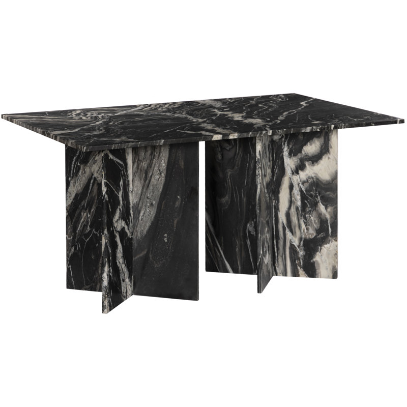 Table de salle à manger en marbre Verona, Noir, L 78 po x l 39 po