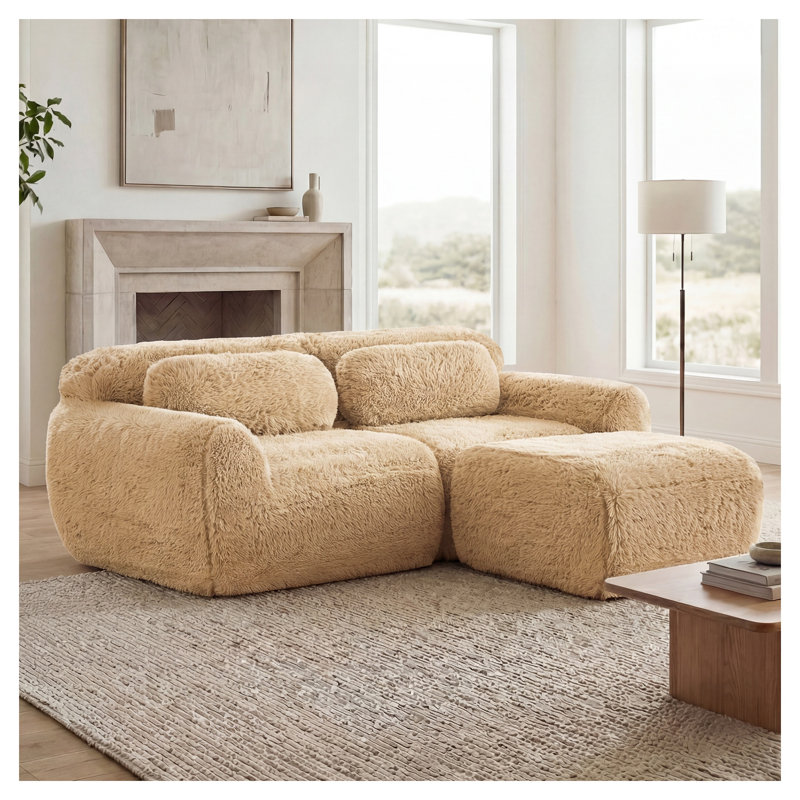 Canapé modulaire en L moelleux et moelleux en forme de L avec méridienne, sans assemblage requis