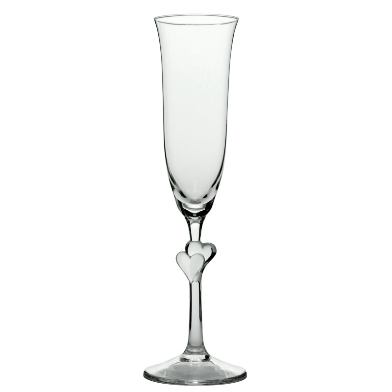 Crystal Satin Heart Champagne Flutes Set of 2
