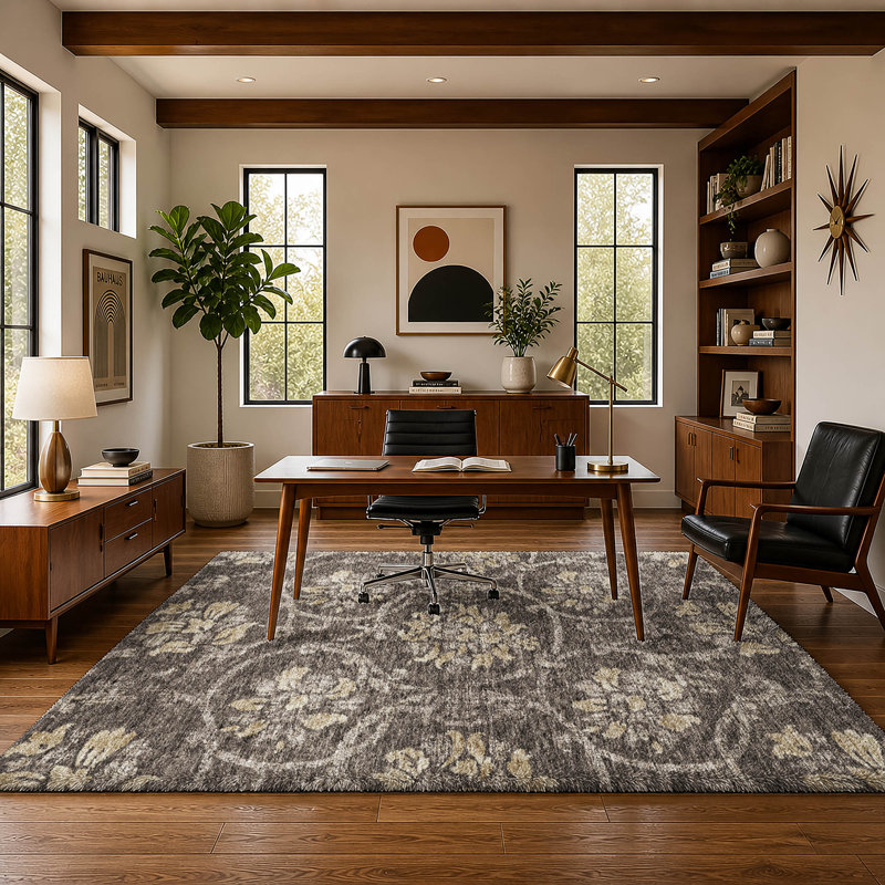Tapis Dream Shag ADS766 de qualité supérieure, lavable à la machine et à motif floral, Brown, 8' x 10'