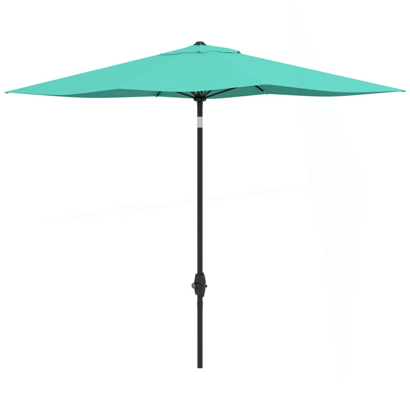 Parasol de marché d'extérieur de 6,5 pi x 10 pi avec manivelle et inclinaison à bouton-poussoir Outsunny, Vert
