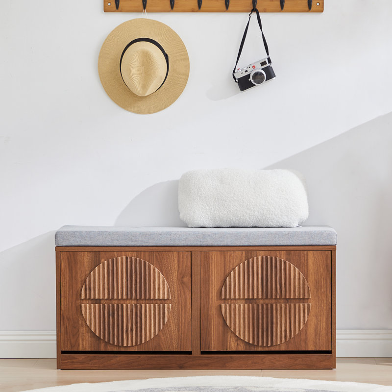 8 Pair Shoe Storage Bench, Brown