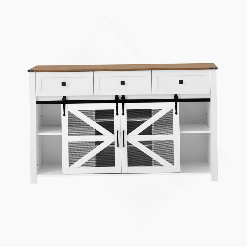Buffet avec tiroirs, tablettes réglables, armoire d'appoint avec poignées en aluminium pour le salon, la salle à manger