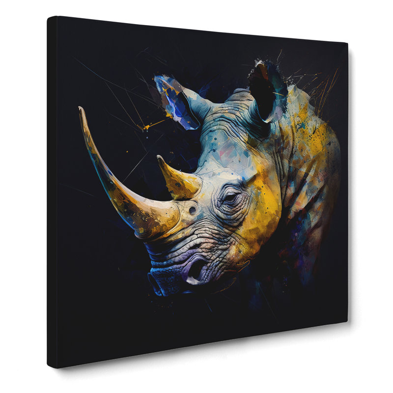 Rhino - Wrapped Canvas, 50cm H x 50cm W x 3cm D