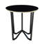 Table basse ronde et tables de bout, ensemble de 3 pièces, plateau en verre trempé noir, cadre en métal, meubles de salon modernes