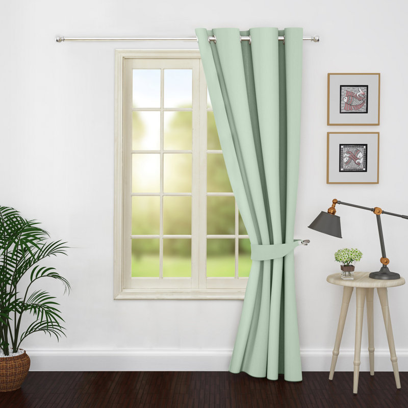 Single Curtain Solid Room Darkening Thermal Grommet, 46" W x 95" L, Light Green