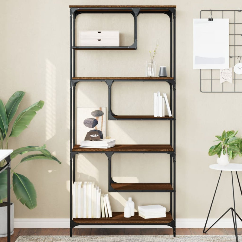 vidaXL Bookcase Shelving Unit Standing Storage Display Rack Engineered Wood, Brown Oak