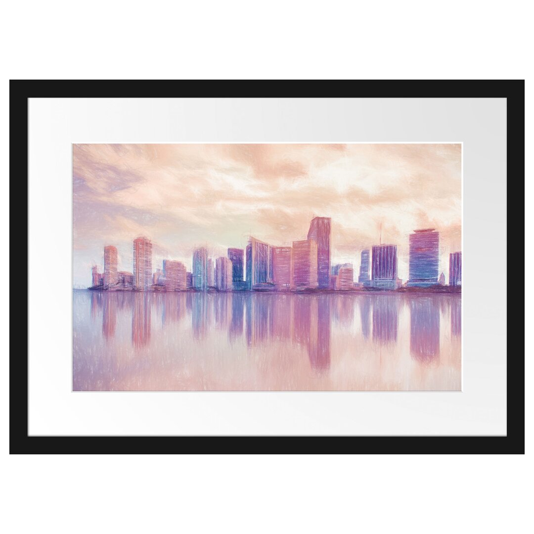 Gerahmtes Poster Miami Florida Skyline