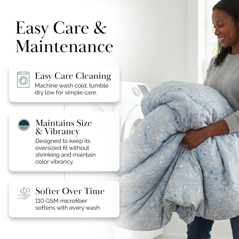 Down Alternative filling Oversized Reversible Comforter Set with matching shams, King Comforter + 2 King Shams
