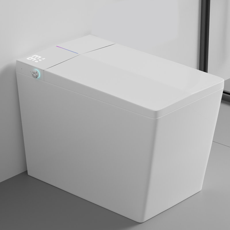 Yingze Square Smart Toilet with Built-In Tank & Power Pump, Auto Open/Close Lid, Auto Flush, Heated Bidet Seat, Warm Water & Dry, LED Night Light, Remote Control, 12" Rough-In, 17" Comfort Height, Ceramic