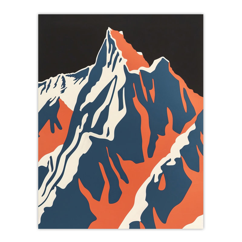 Andes Mountain Climbing Orange Colour Block Wall Art Print