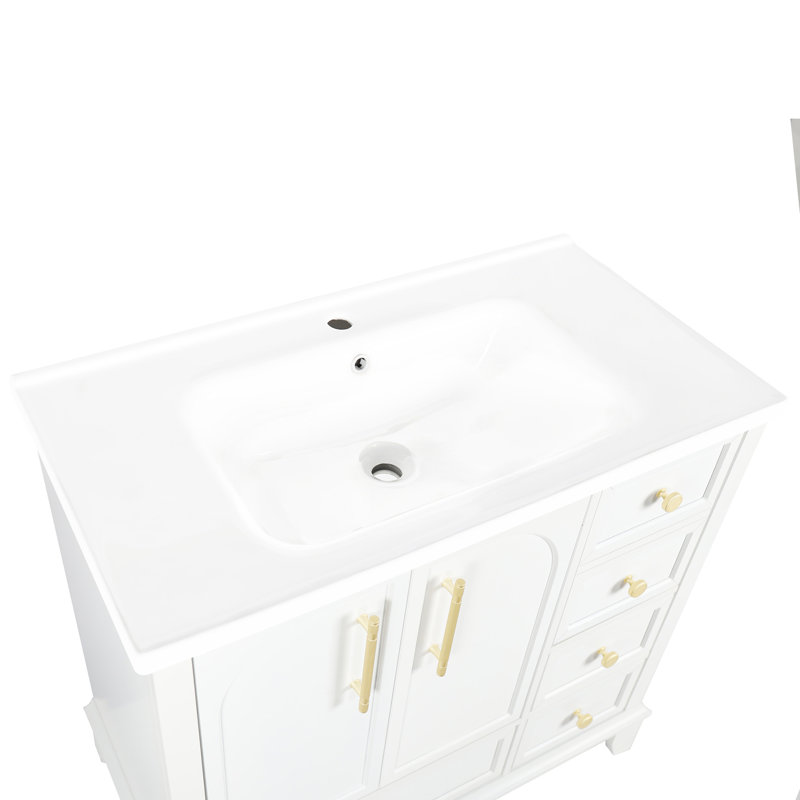 35.6" White Ceramic Basin, Only Ceramic Sink,  Without Cabinet
