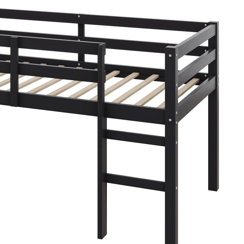 Twin Elevated Loft Bed Comes With Ladder, Black