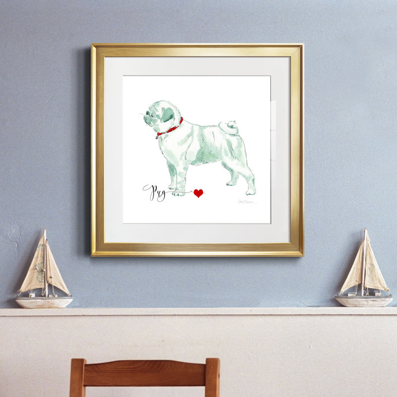 Must Love Pugs - peinture encadrée, Papier encadré doré, H 17,5 po x l 17,5 po x P 1,5 po