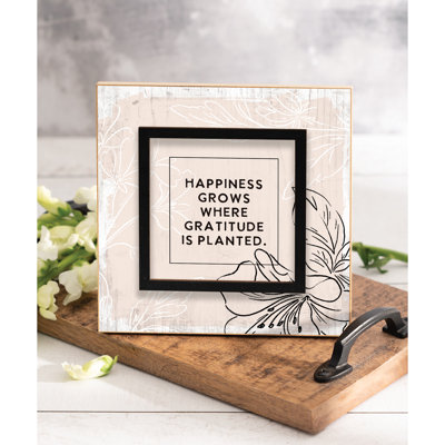 Happiness Grows Wood Plaque 6"x6"