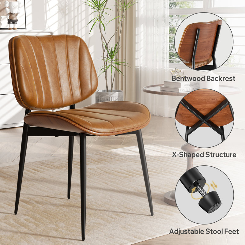 Stylish Faux Leather Dining Chairs: Elegant Side Chairs For Dining Rooms, Kitchens, And Living Spaces, 6, Yellow
