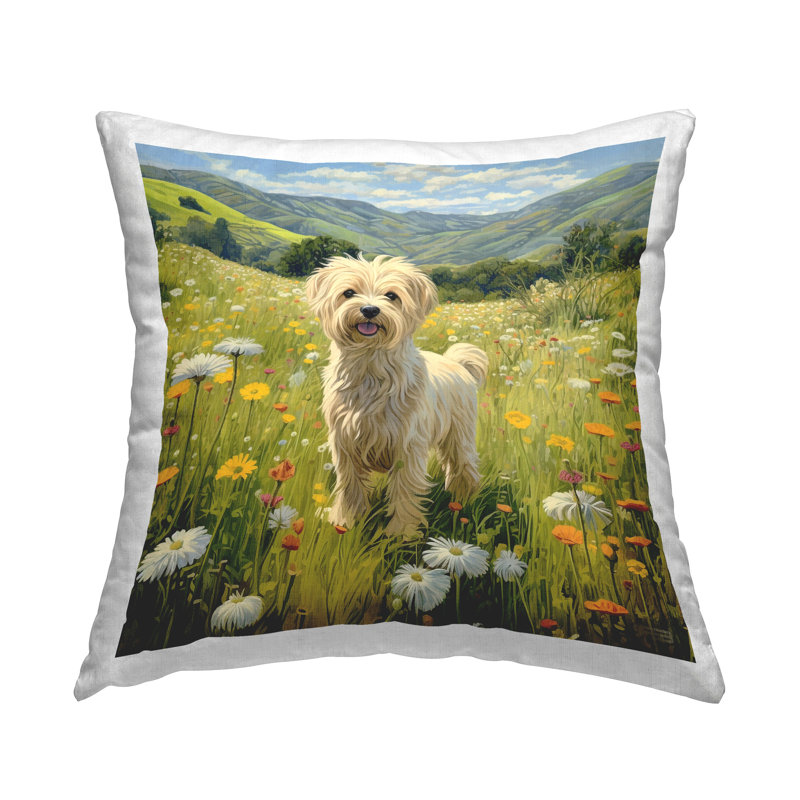 Conception de coussin décoratif Terrier Dog Meadow par Roozbeh Bahramali