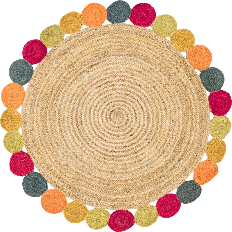 Tapis naturel tressé à la main, Rond 5 pi 1 po