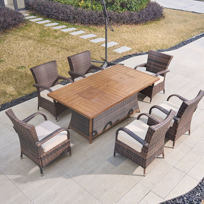 Arrika Wicker 6 - Person Patio Conversation Set with Cushions