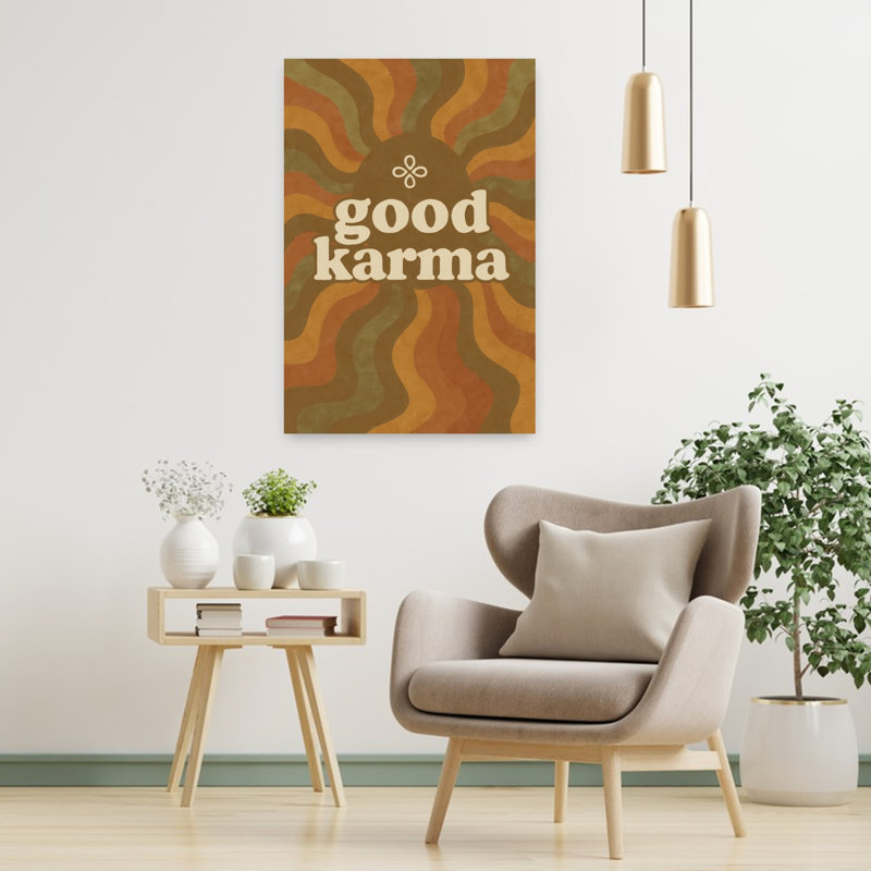 «Karma Waves», impression rétro d'art mural rétro, 36" H x 24" W