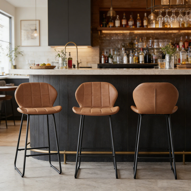 Upholstered Counter Stool, Brown