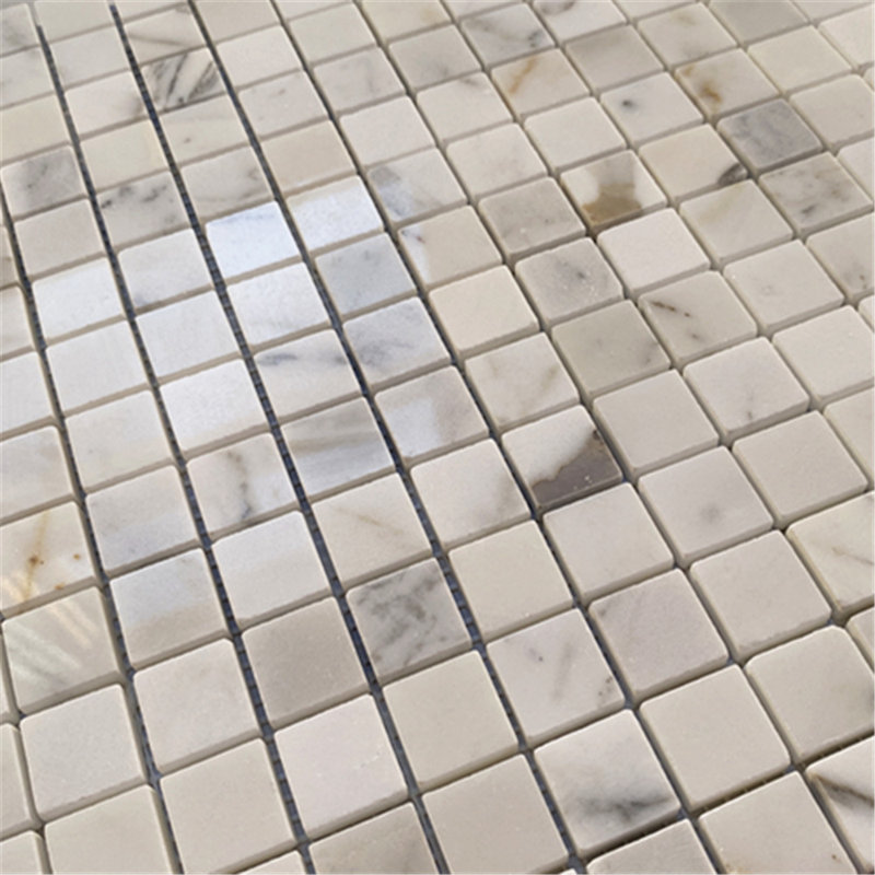 Calacatta 12" x 12" Marble Mosaic Tile, White/Gray