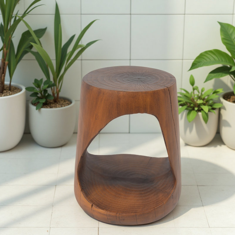 Table d'appoint creuse, texture semblable au bois, Brun