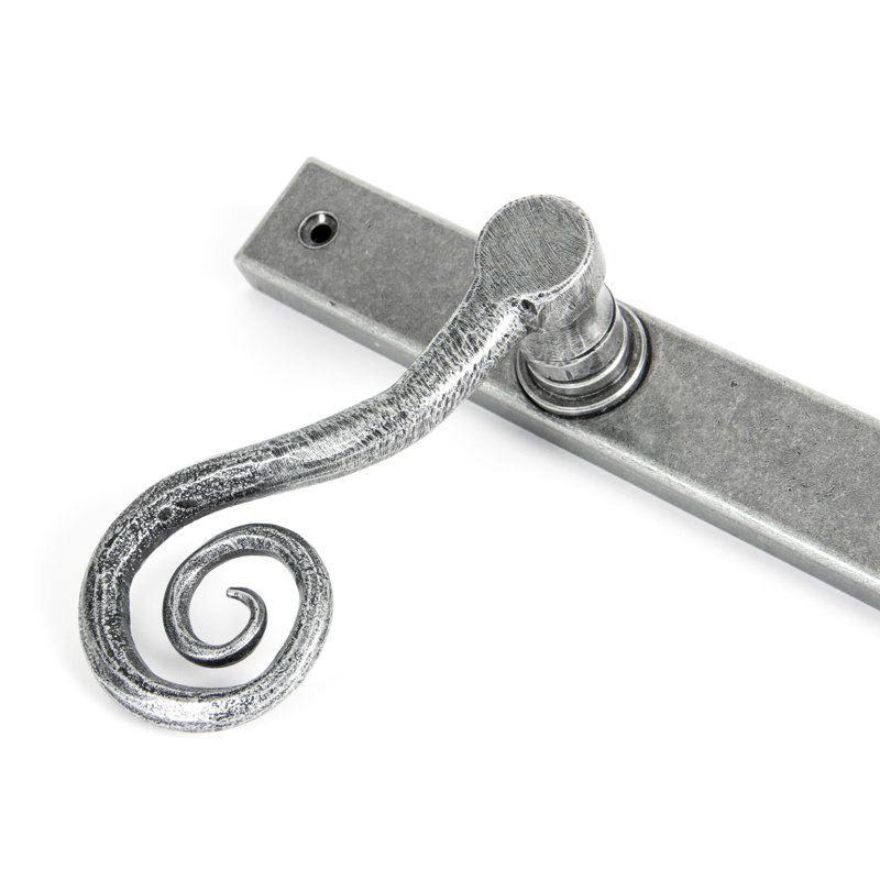 Monkeytail Lock Left Hand Door Handle, Pewter Patina, Right