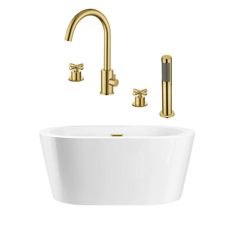 Baignoire de trempage autoportante en acrylique avec robinet 66 po. X 32 po. Marion.