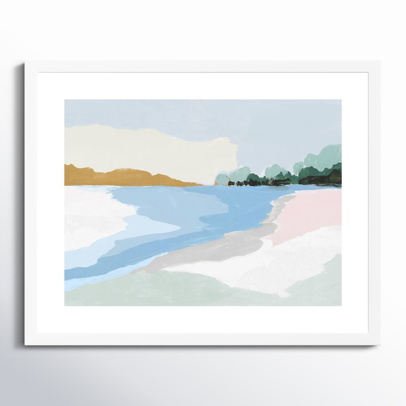 «Soft Coastal I» par Z Isabelle - peinture encadrée, H 33 po x l 41 po, Blanc