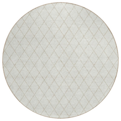 Tapis intérieur / extérieur rond lavable ivoire et beige HomeRoots 8 pi