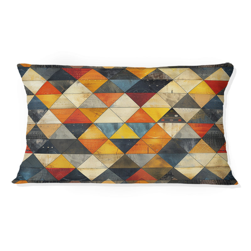 Formes géométriques - Coussin lombaire géométrique, Orange/jaune