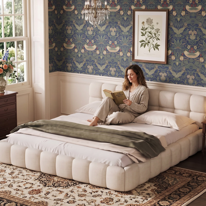 Bed Frame, 140 x 190cm, Beige