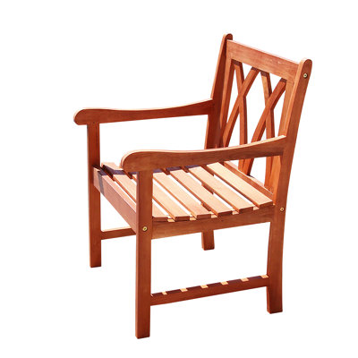 Keeso Wood Premium All-Weather Wicker Outdoor Dining Armchair