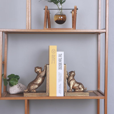 Book Ends For Shelves To Hold Books Heavy Duty,Decorative Bookend For Bookshelf Décor,Cute Animal Cat Book Stopper Cat Statues For Home, Office Desk Decoration,1Pair