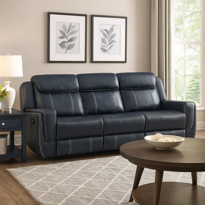 Salet 86" Vegan Leather Reclining Sofa